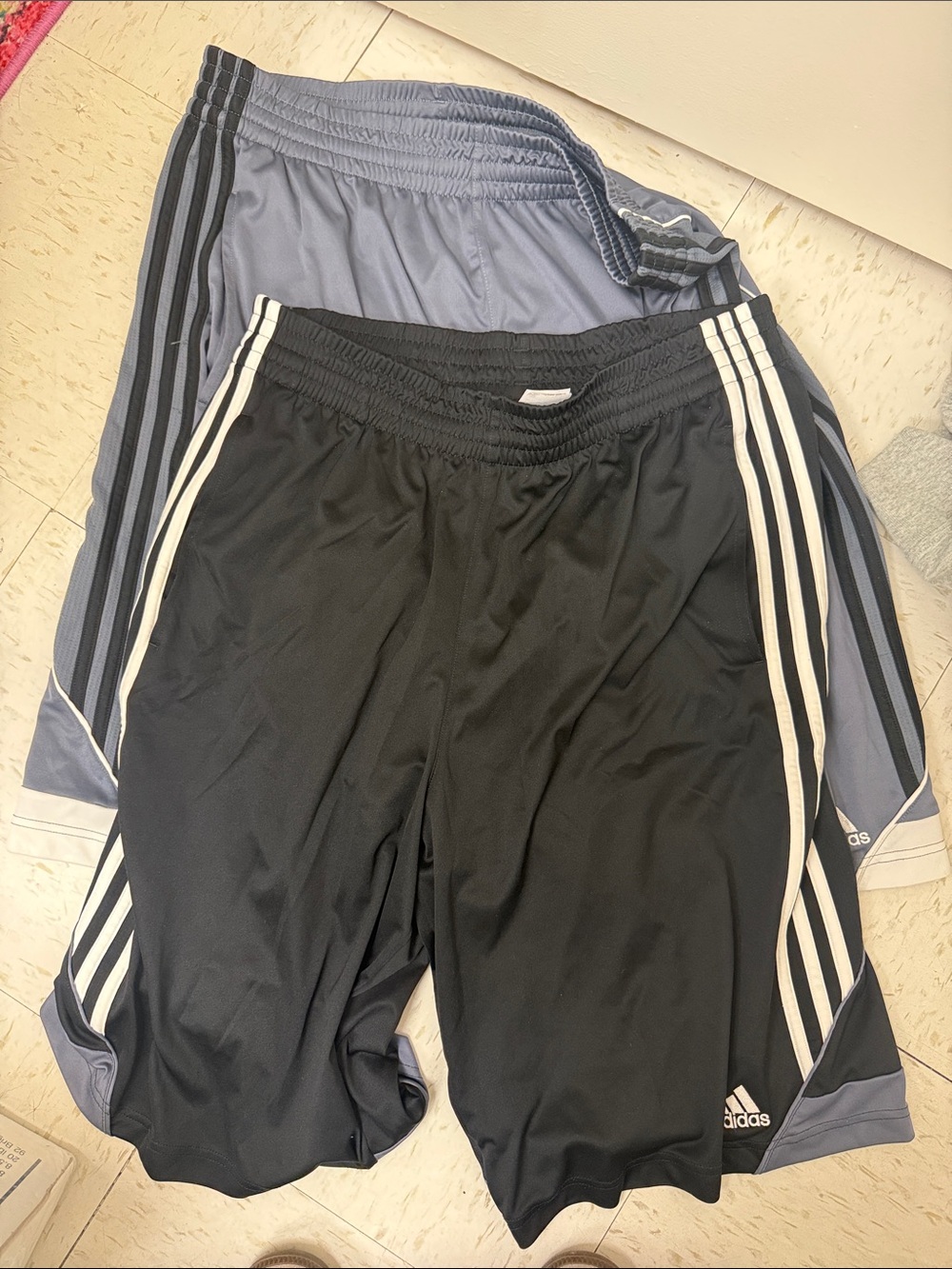adidas Black Shorts with White Side Stripes and grey short black tropes. Bundle